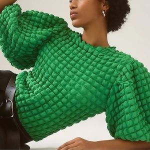 Anthropologie Eri and Ali textured puff sleeve top